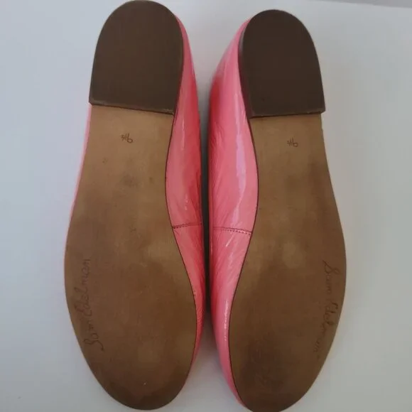 Sam Edelman Felicia Luxe Pink Patent Leather Ballet Flats Bows Coquette Cute 9.5 - Picture 6 of 7